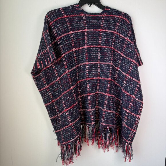 Molly Bracken Poncho NWT Womens Knitted Navy Blue Red Size XS/S - Picture 5 of 8